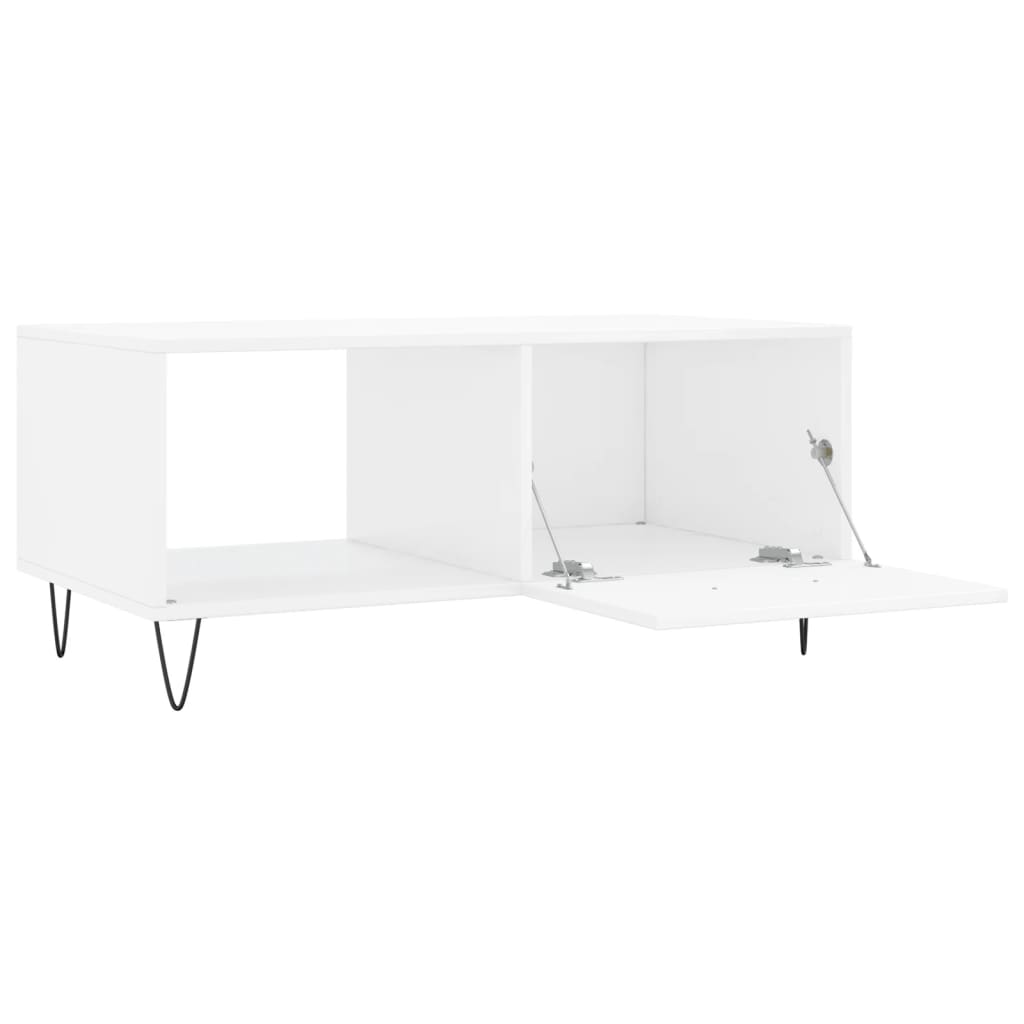 Sofabord højglans hvid 90x50x40 cm træmateriale