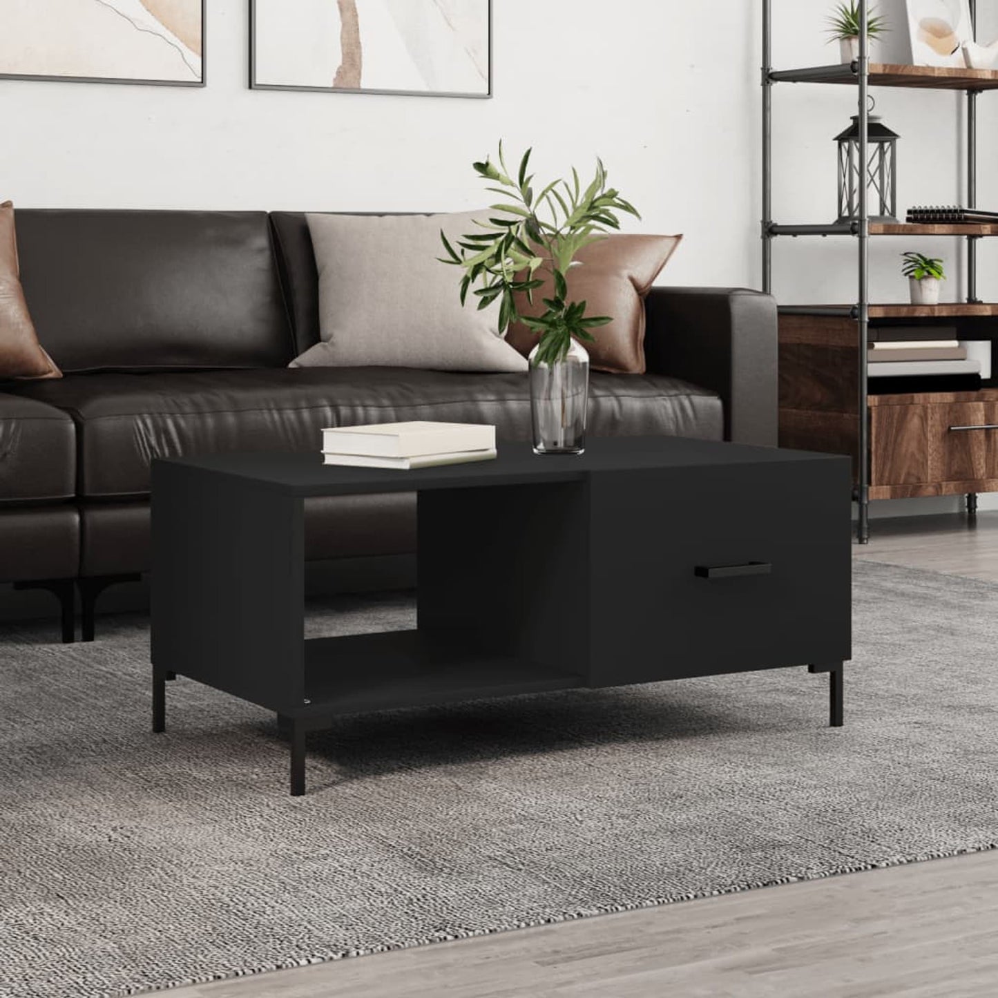 Sofabord Sort 90x50x40 cm Træ Materiale