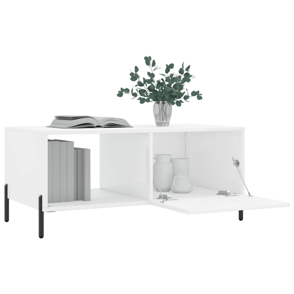 Sofabord højglans hvid 90x50x40 cm træmateriale