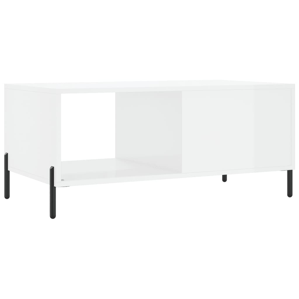 Sofabord højglans hvid 90x50x40 cm træmateriale