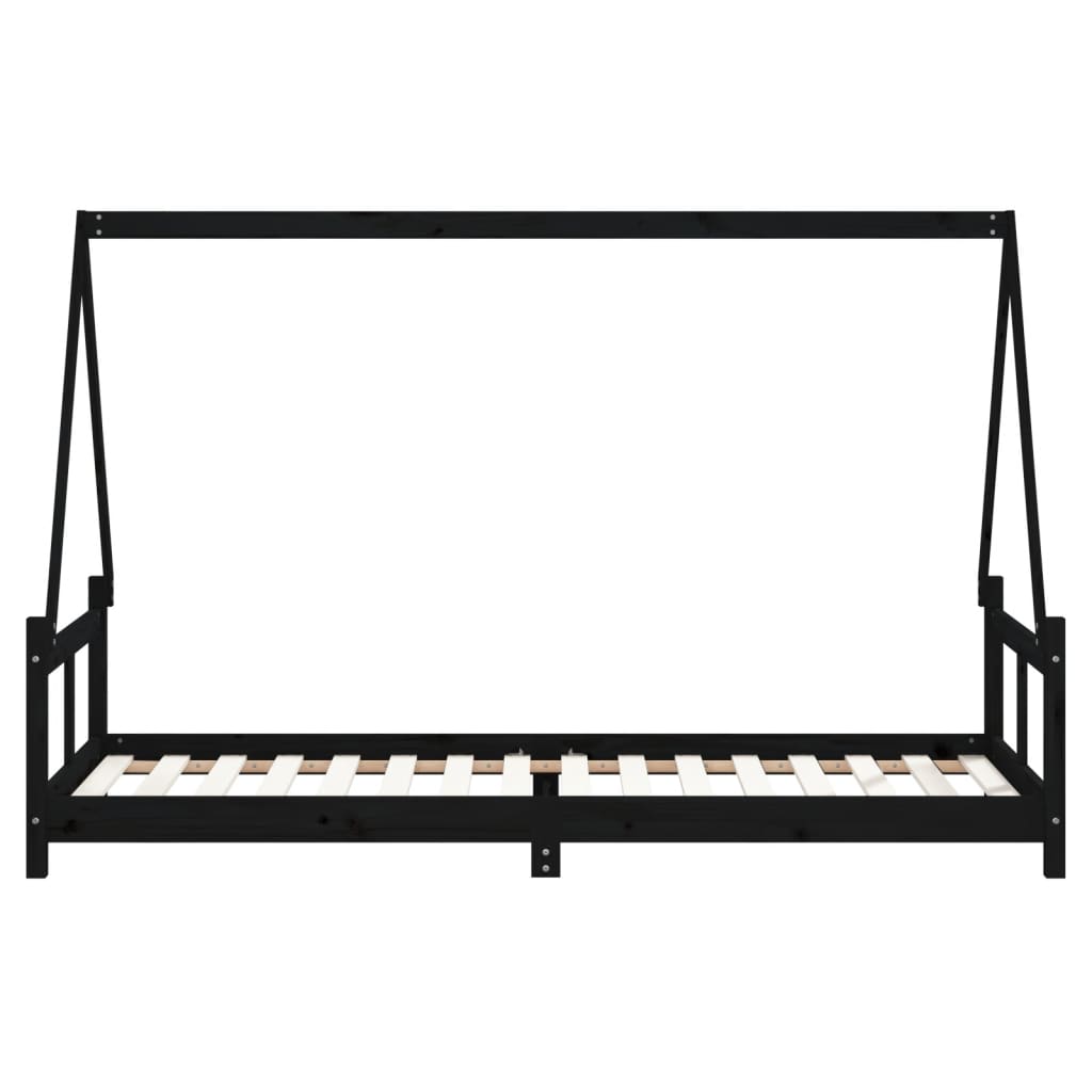 Børneseng sort 80x200 cm massiv fyrretræ