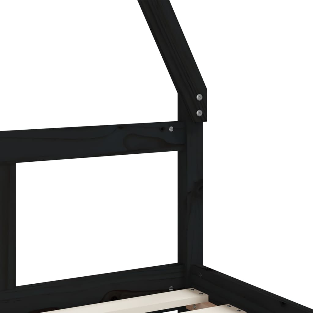 Børneseng sort 80x200 cm massiv fyrretræ
