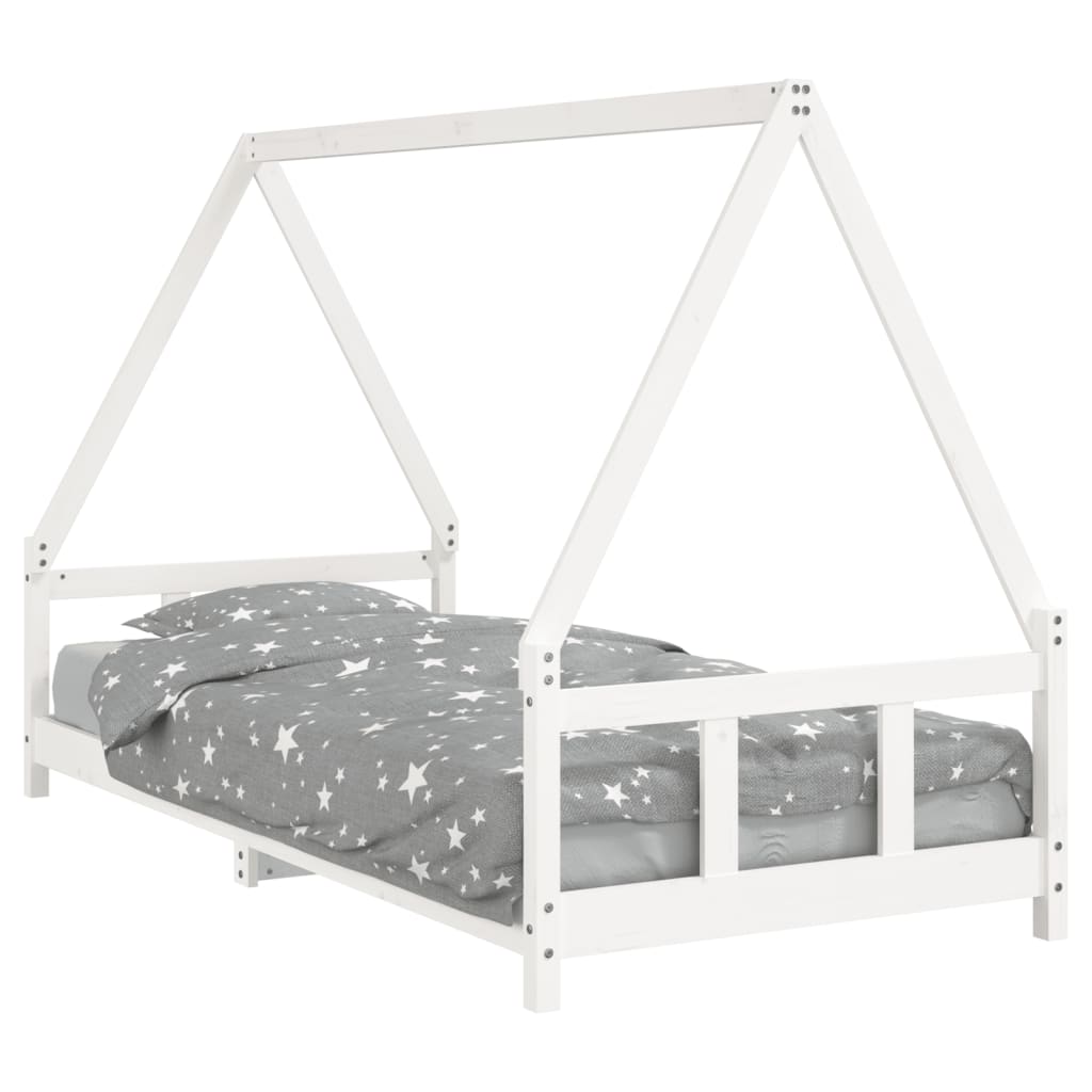 Børneseng hvid 90x200 cm massiv fyrretræ