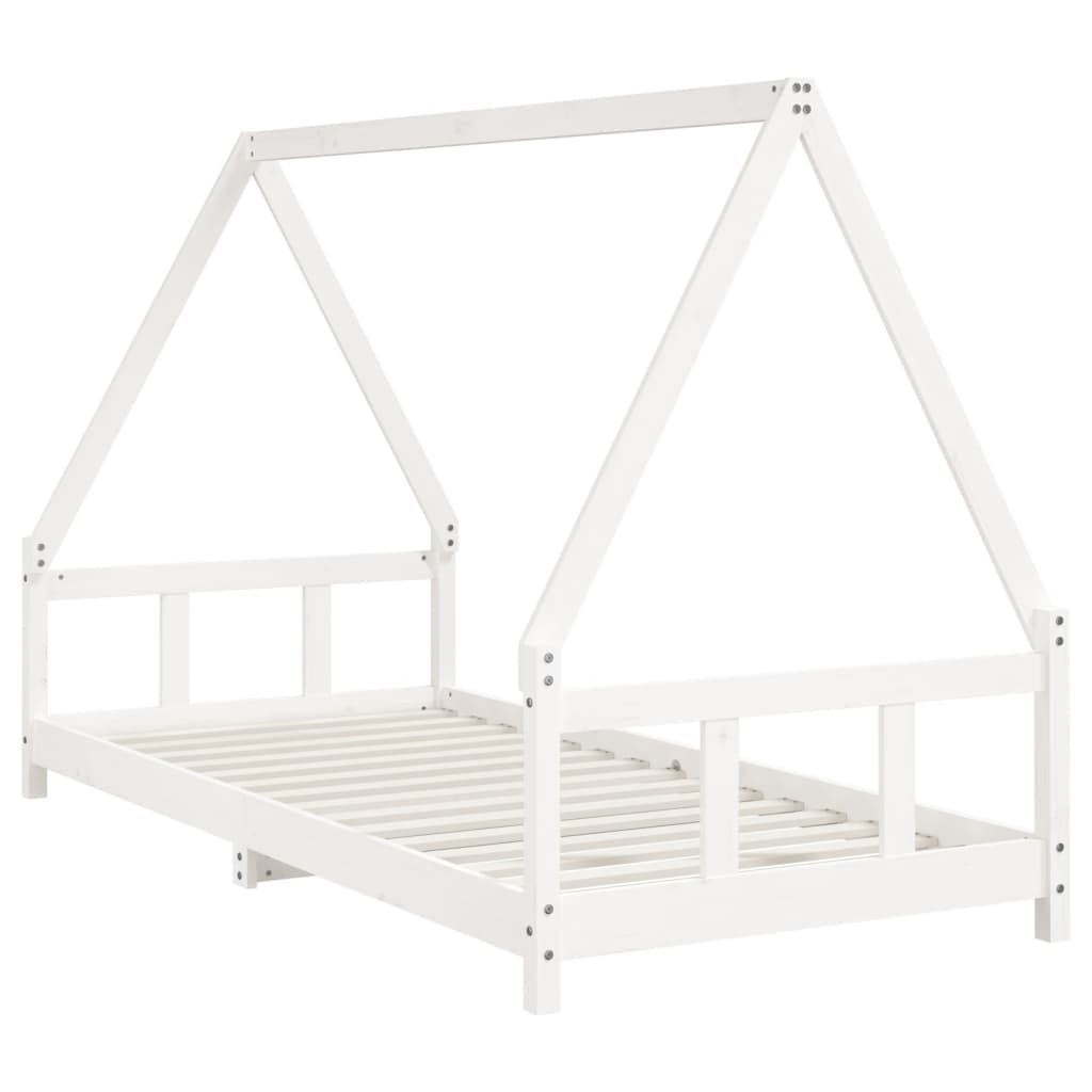 Børneseng hvid 90x200 cm massiv fyrretræ