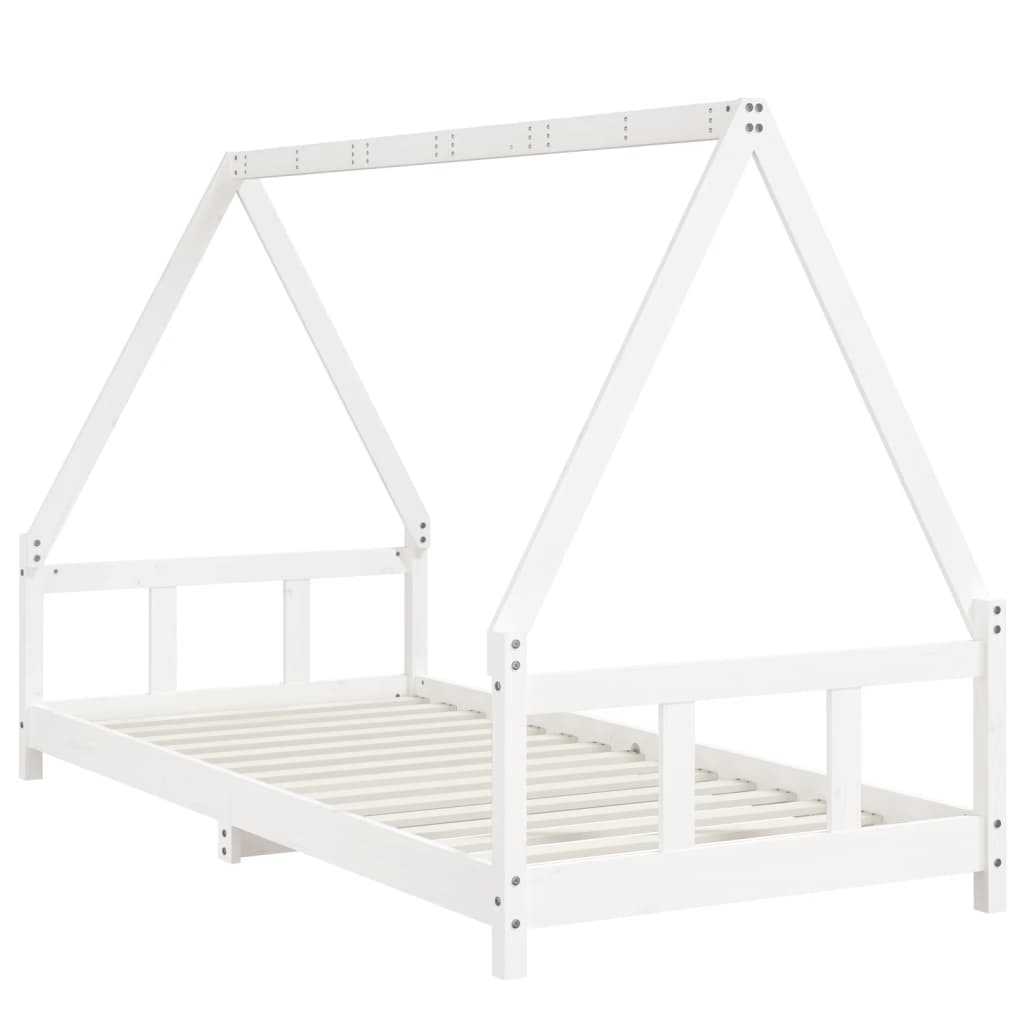 Børneseng hvid 90x200 cm massiv fyrretræ