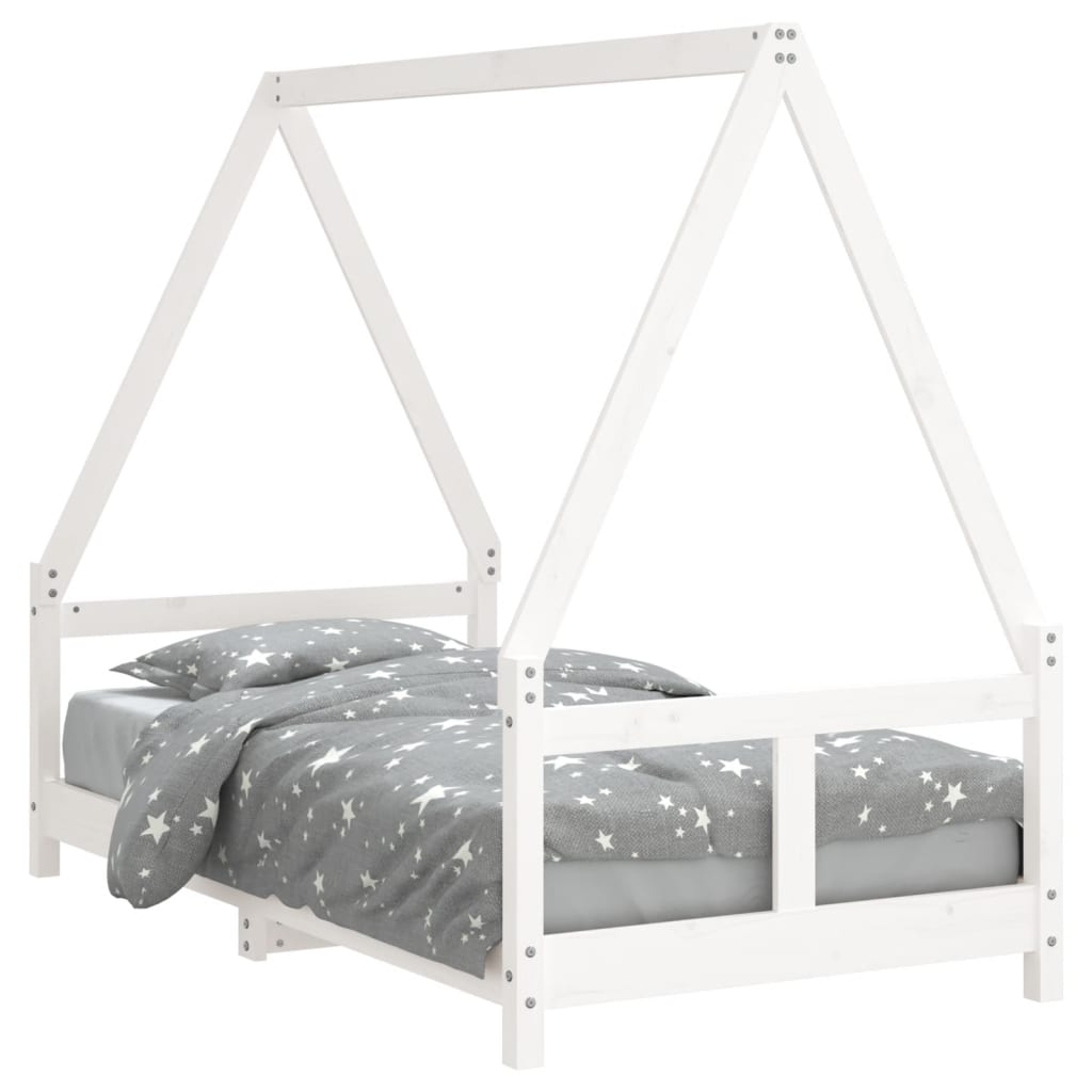 Børneseng hvid 80x160 cm massiv fyrretræ