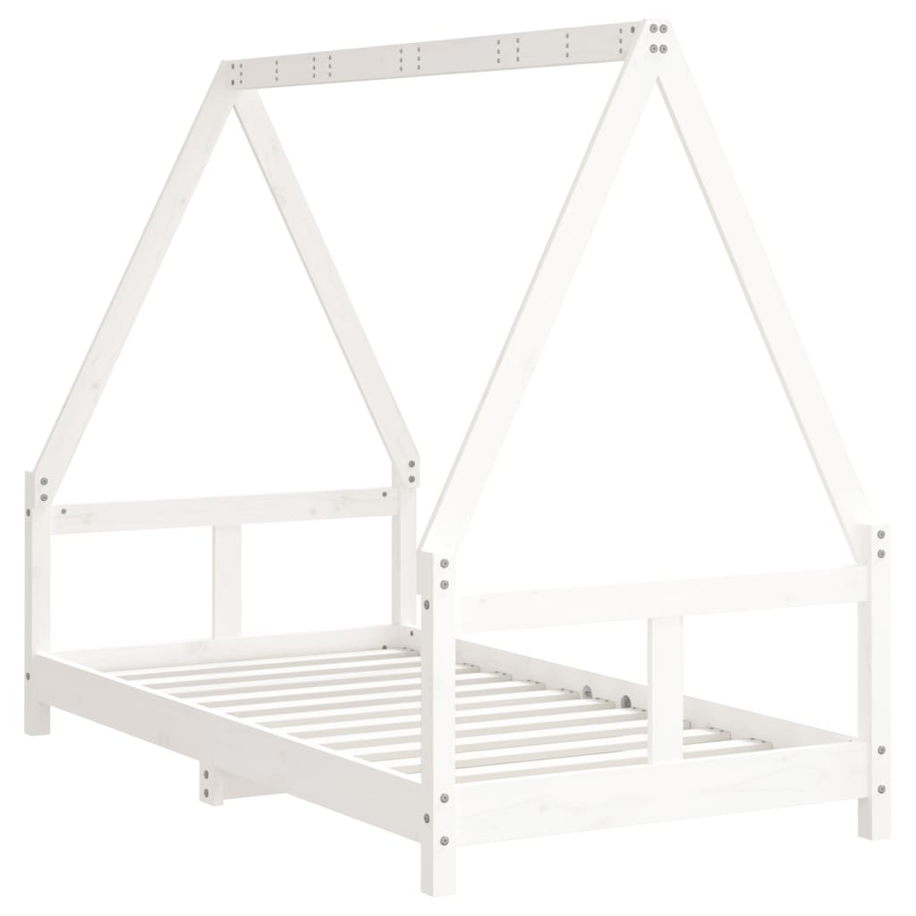 Børneseng hvid 80x160 cm massiv fyrretræ