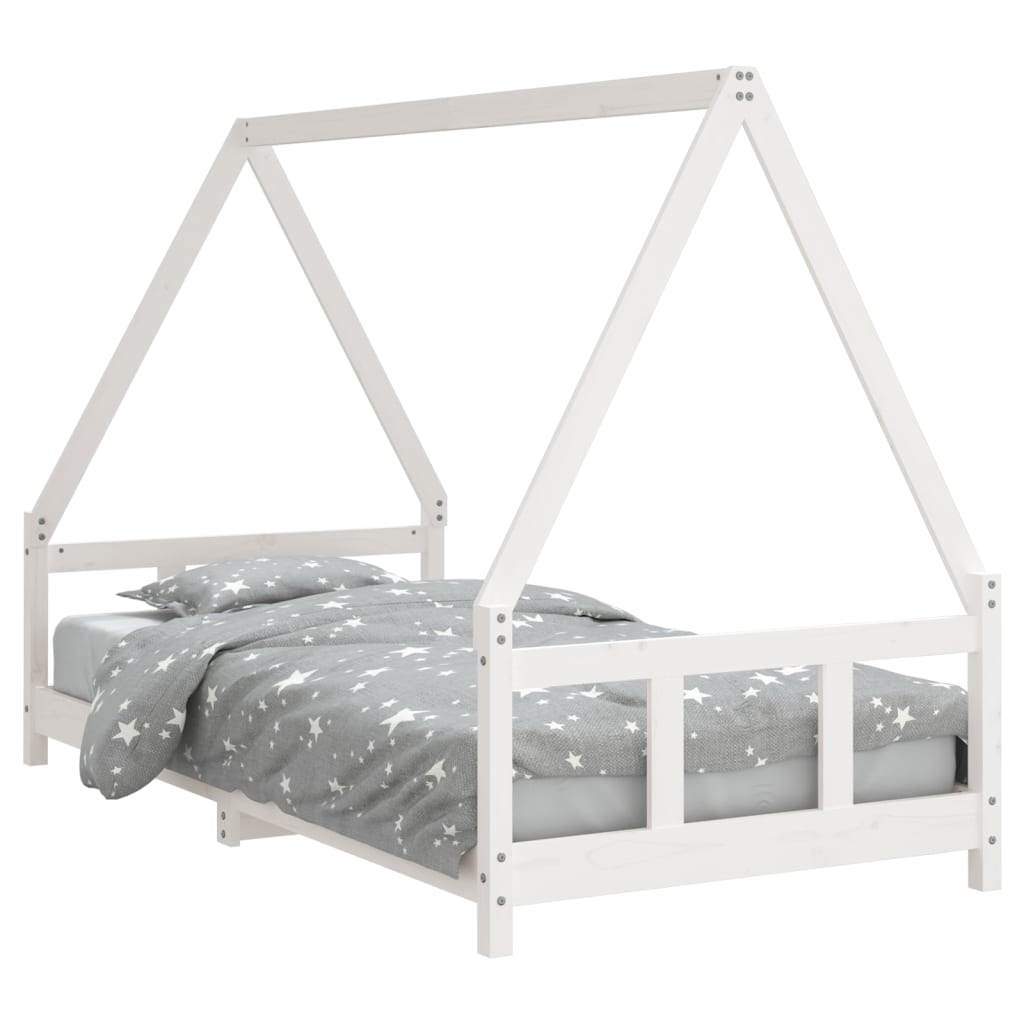 Børneseng hvid 90x190 cm massiv fyrretræ
