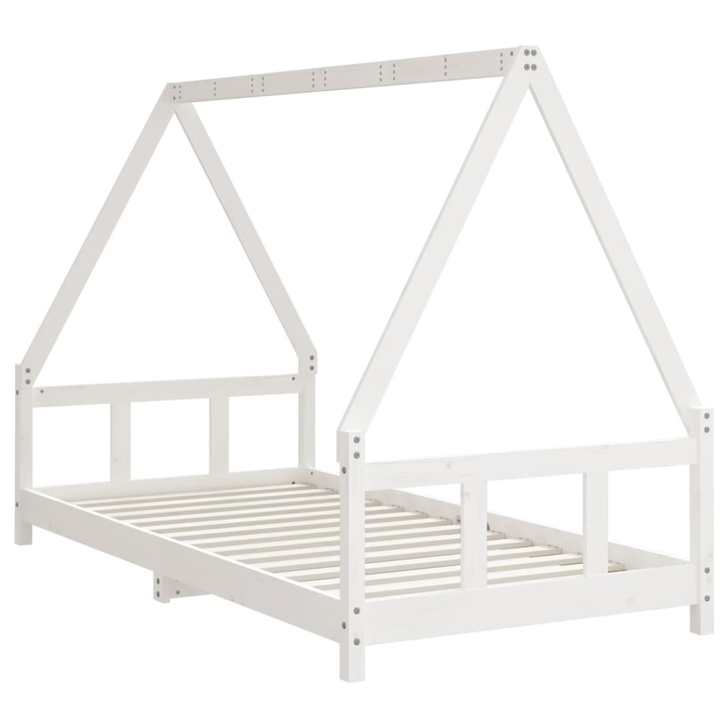 Børneseng hvid 90x190 cm massiv fyrretræ