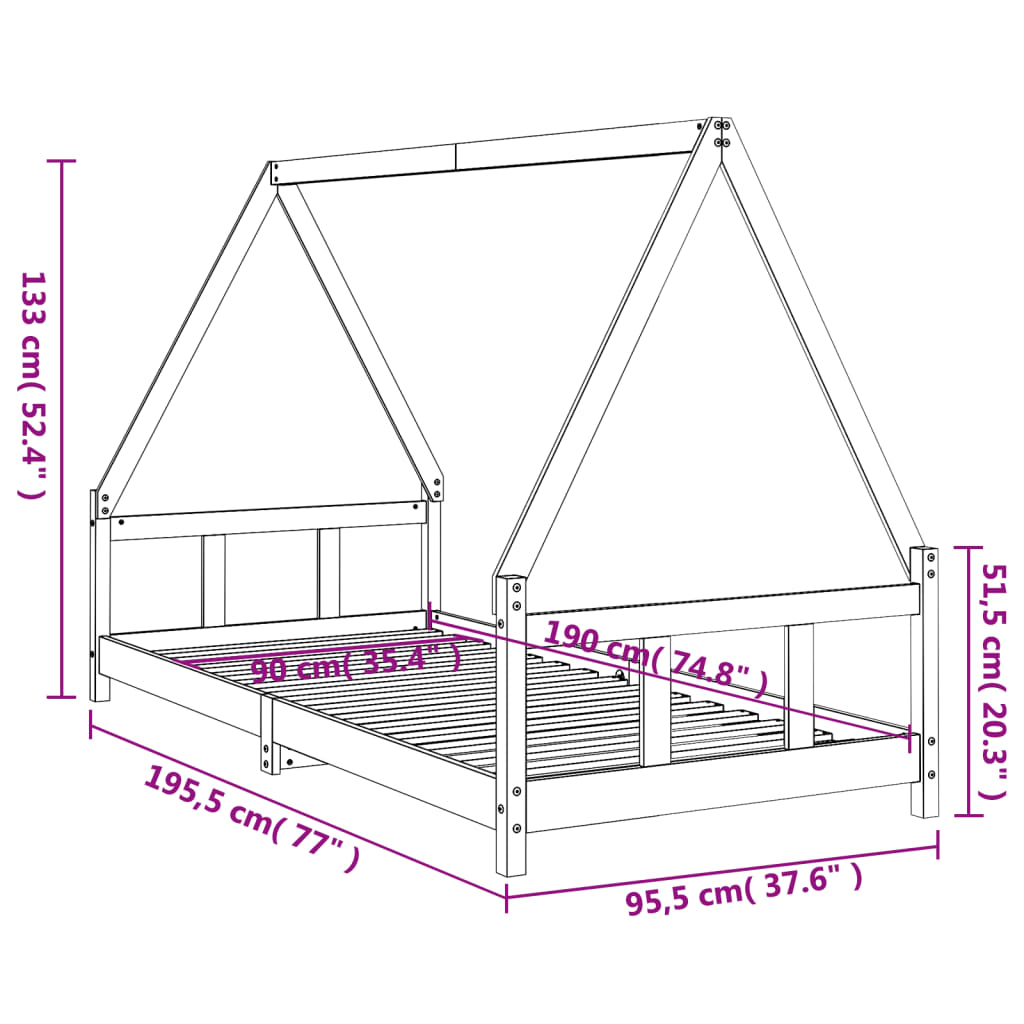 Børneseng hvid 90x190 cm massiv fyrretræ