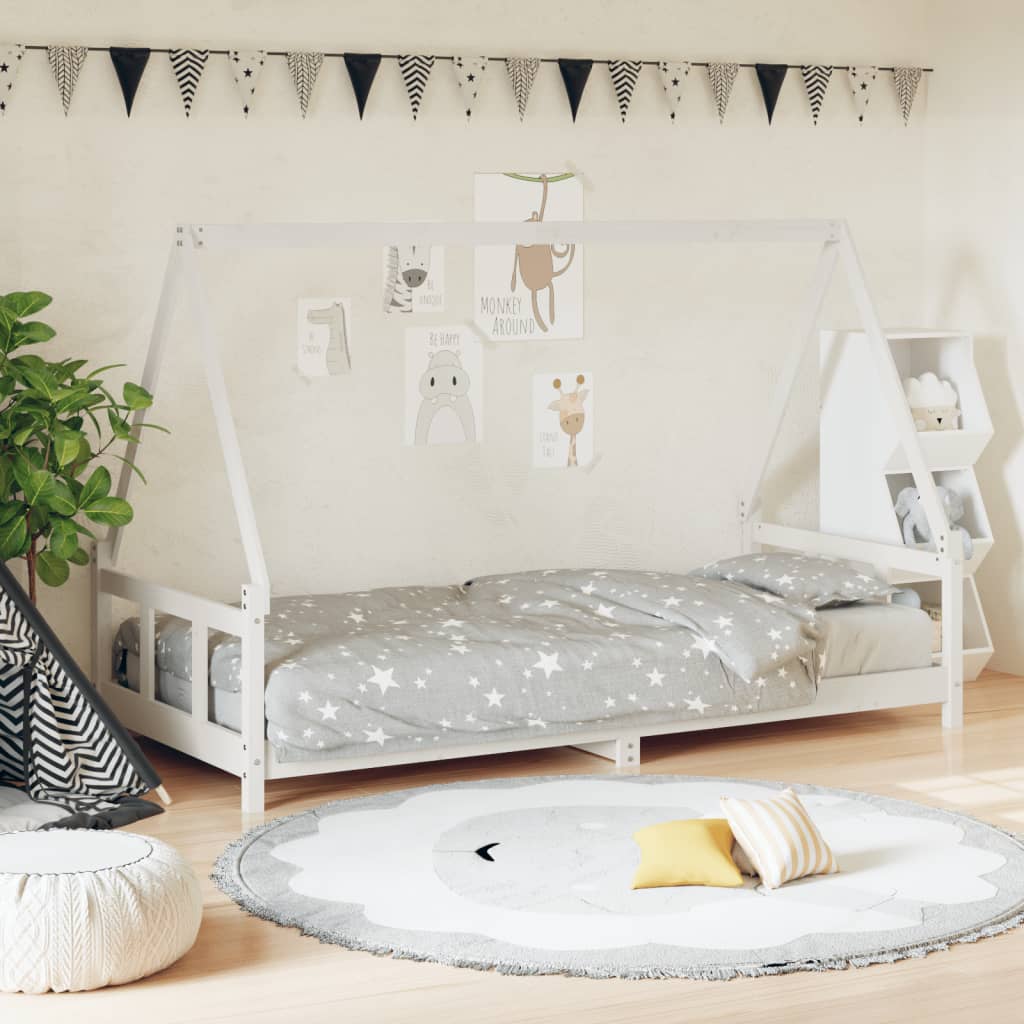 Børneseng hvid 90x190 cm massiv fyrretræ