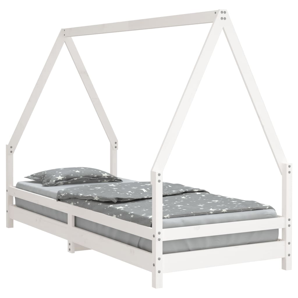 Børneseng hvid 80x200 cm massiv fyrretræ
