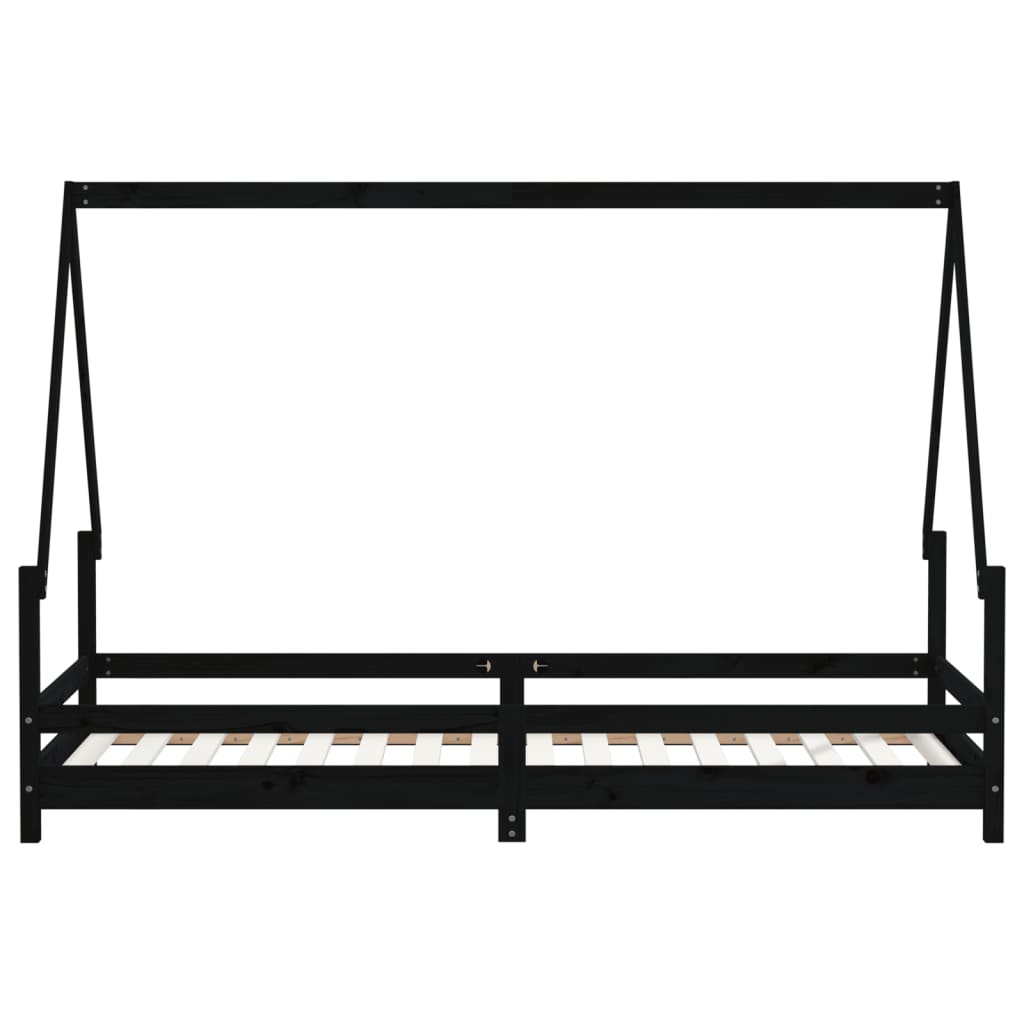 Børneseng sort 80x200 cm massiv fyrretræ