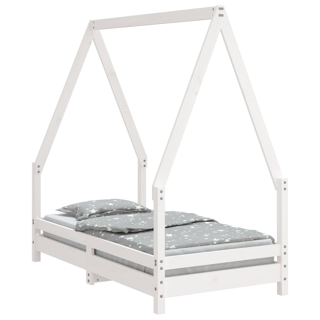 Børneseng hvid 70x140 cm massiv fyrretræ