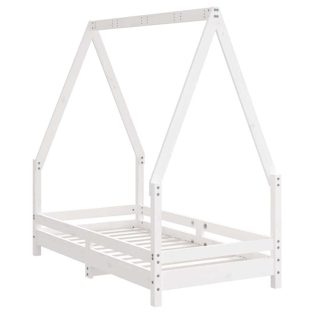 Børneseng hvid 70x140 cm massiv fyrretræ