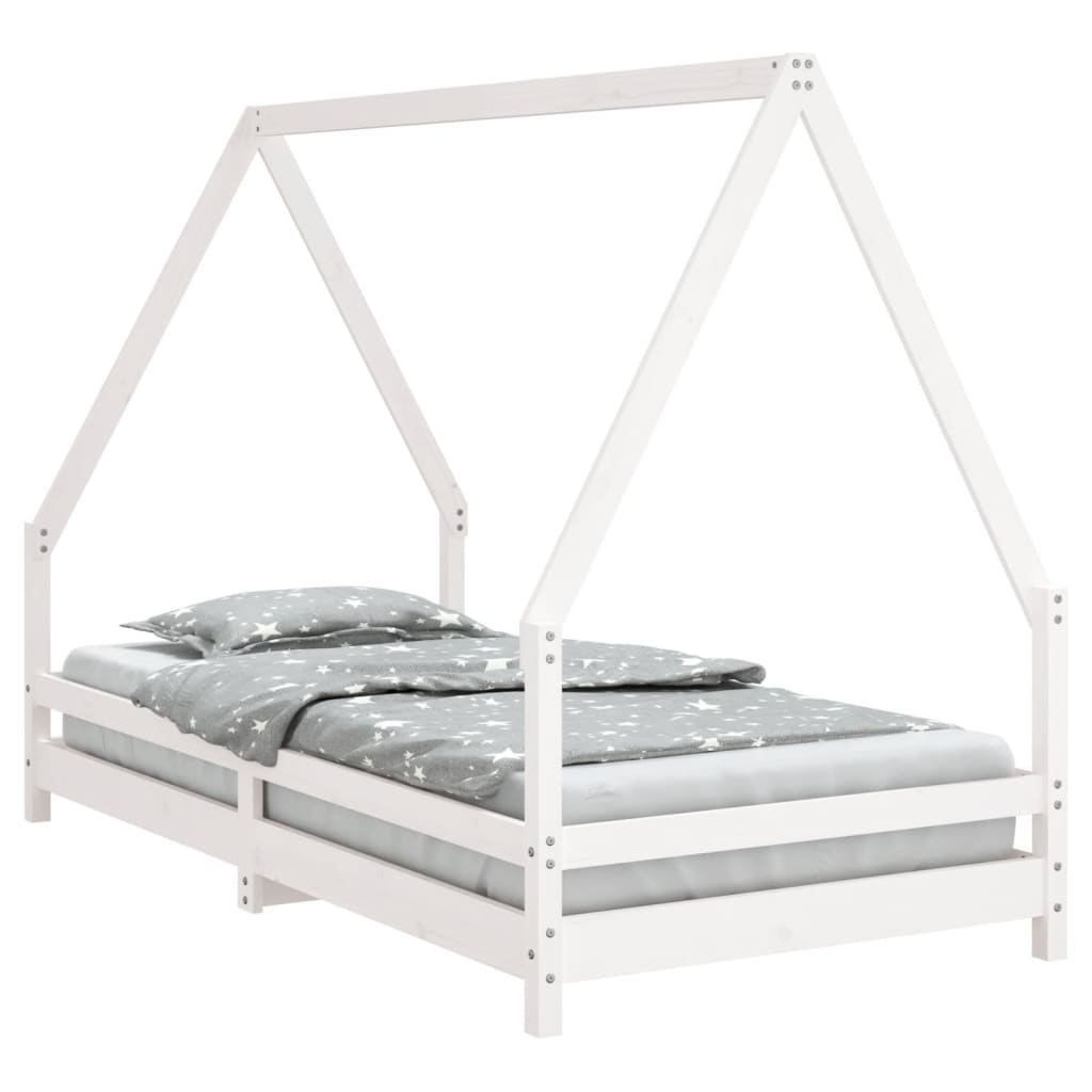 Børneseng hvid 90x190 cm massiv fyrretræ