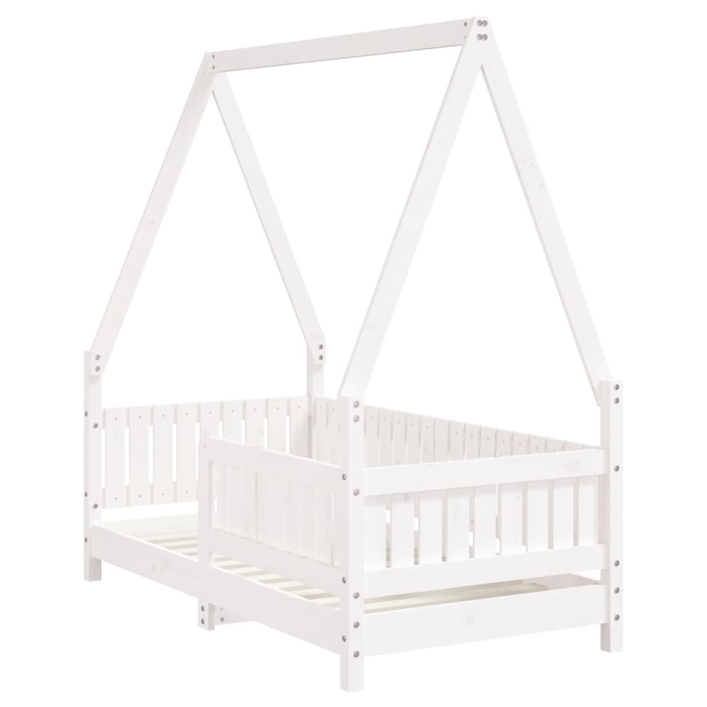 Børneseng hvid 70x140 cm massiv fyrretræ