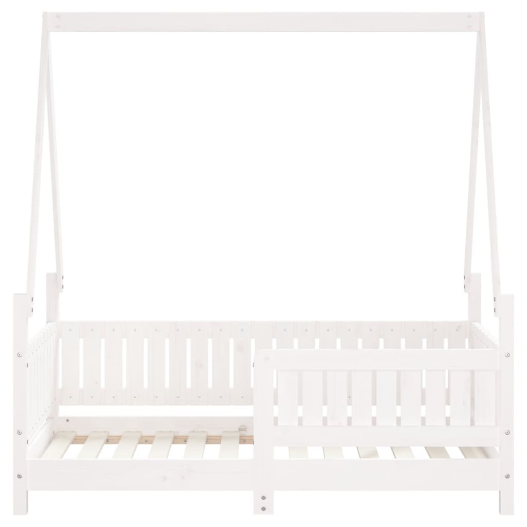 Børneseng hvid 70x140 cm massiv fyrretræ