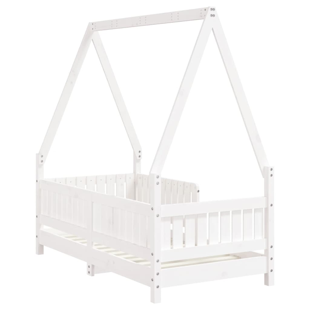 Børneseng hvid 70x140 cm massiv fyrretræ