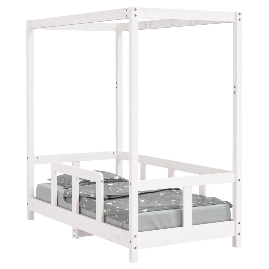 Børneseng hvid 70x140 cm massiv fyrretræ