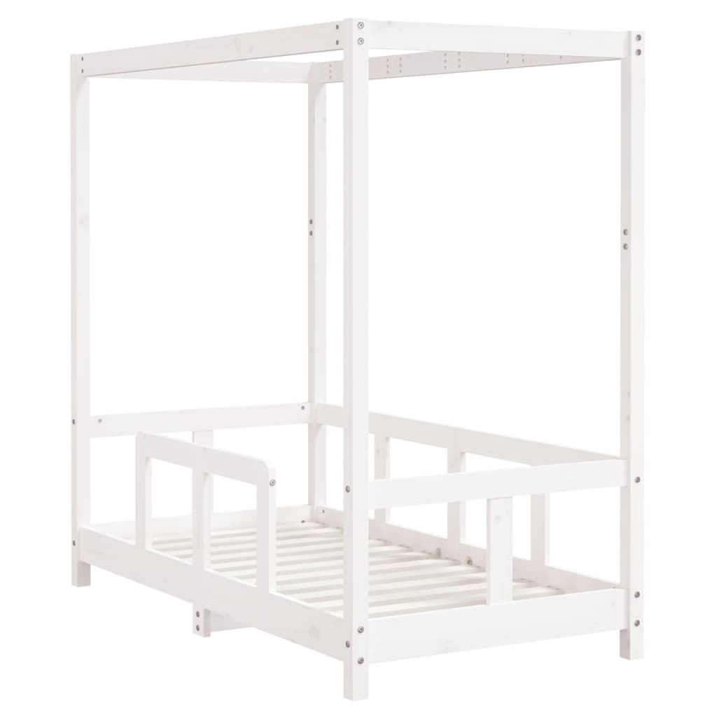 Børneseng hvid 70x140 cm massiv fyrretræ