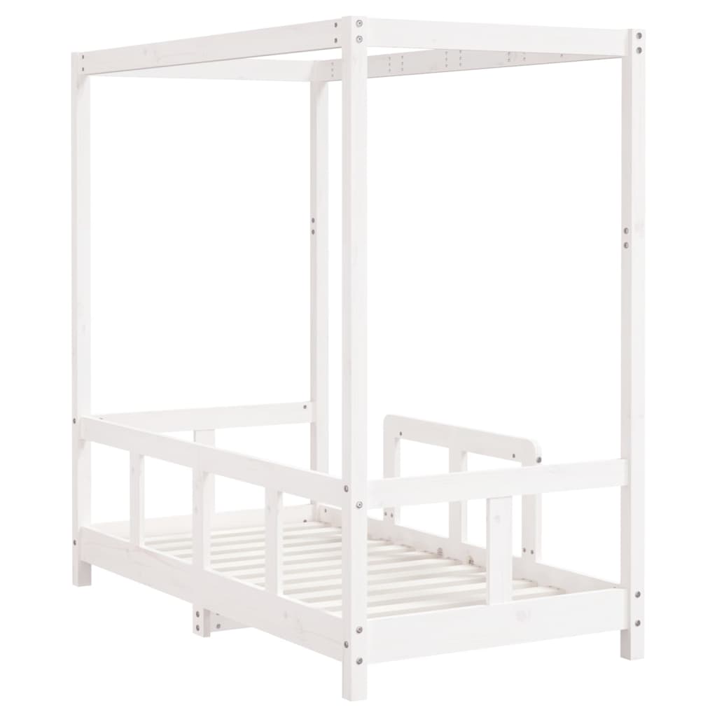 Børneseng hvid 70x140 cm massiv fyrretræ