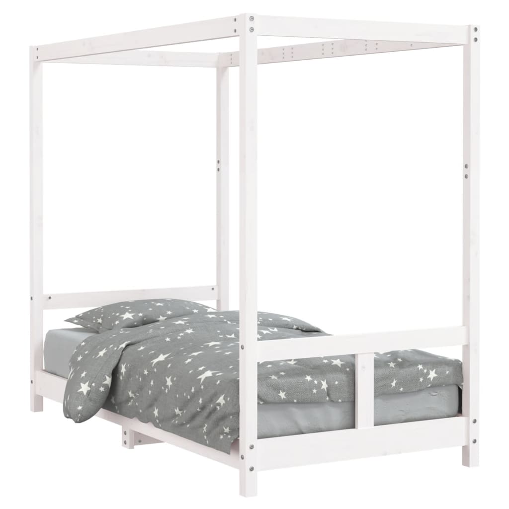 Børneseng hvid 80x160 cm massiv fyrretræ