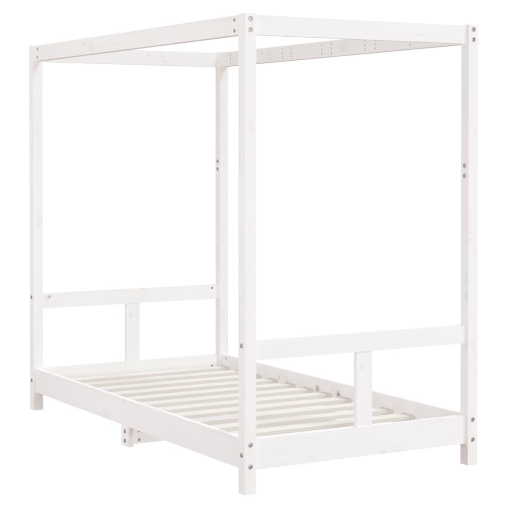 Børneseng hvid 80x160 cm massiv fyrretræ