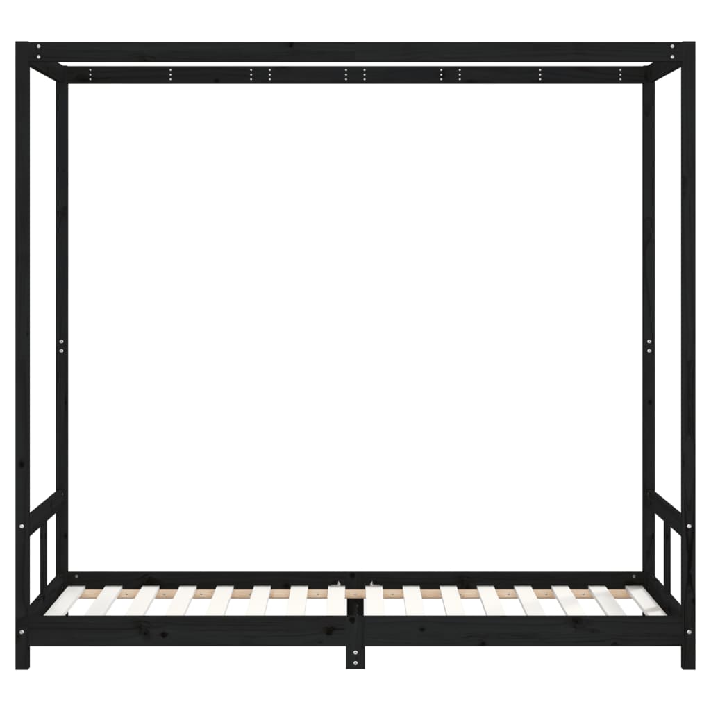 Børneseng sort 80x200 cm massiv fyrretræ