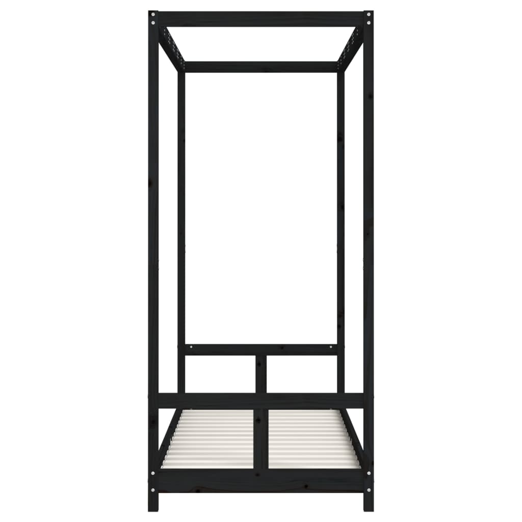 Børneseng sort 80x200 cm massiv fyrretræ