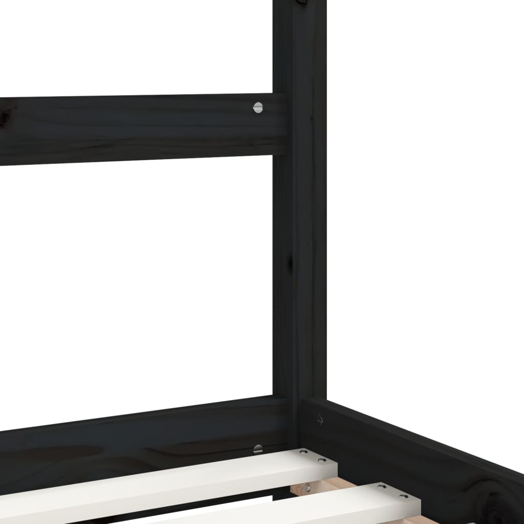Børneseng sort 80x200 cm massiv fyrretræ
