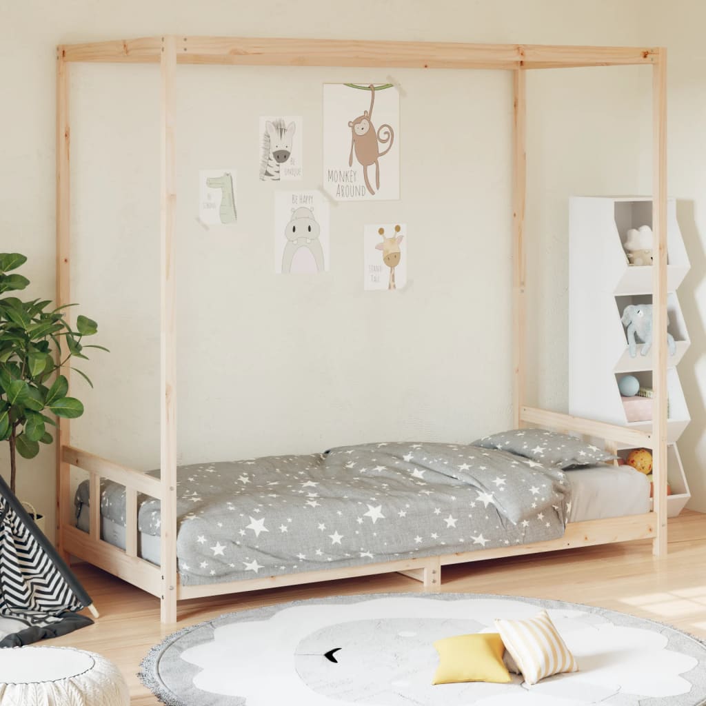 Børneseng 90x200 cm massiv fyrretræ