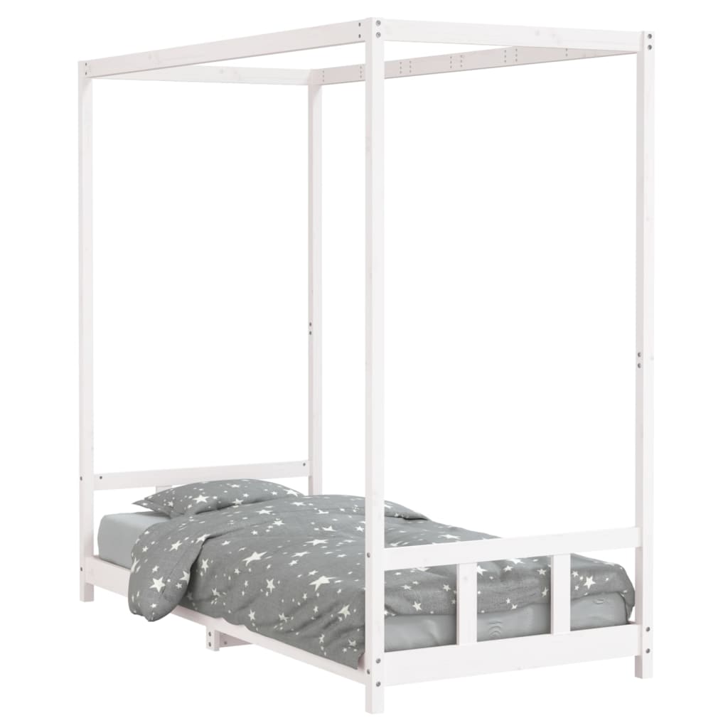 Børneseng hvid 90x200 cm massiv fyrretræ