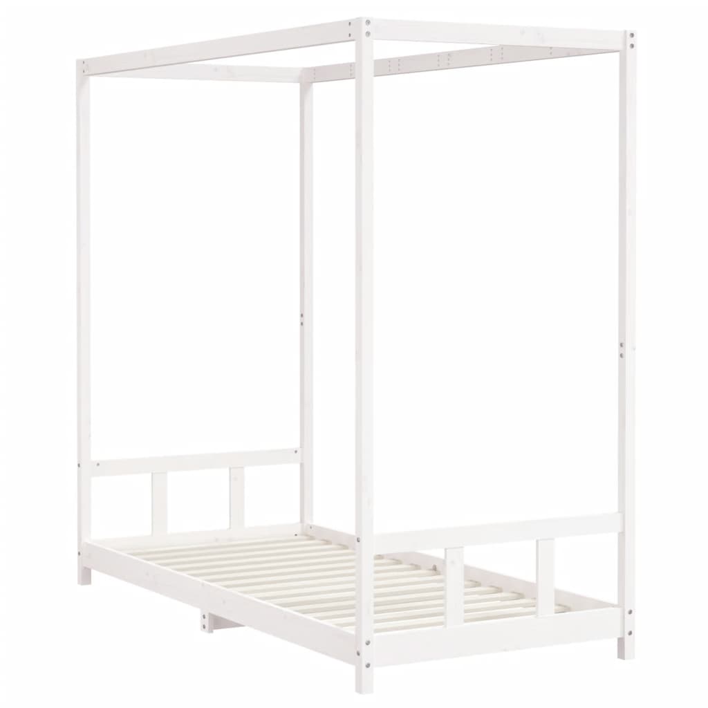 Børneseng hvid 90x200 cm massiv fyrretræ