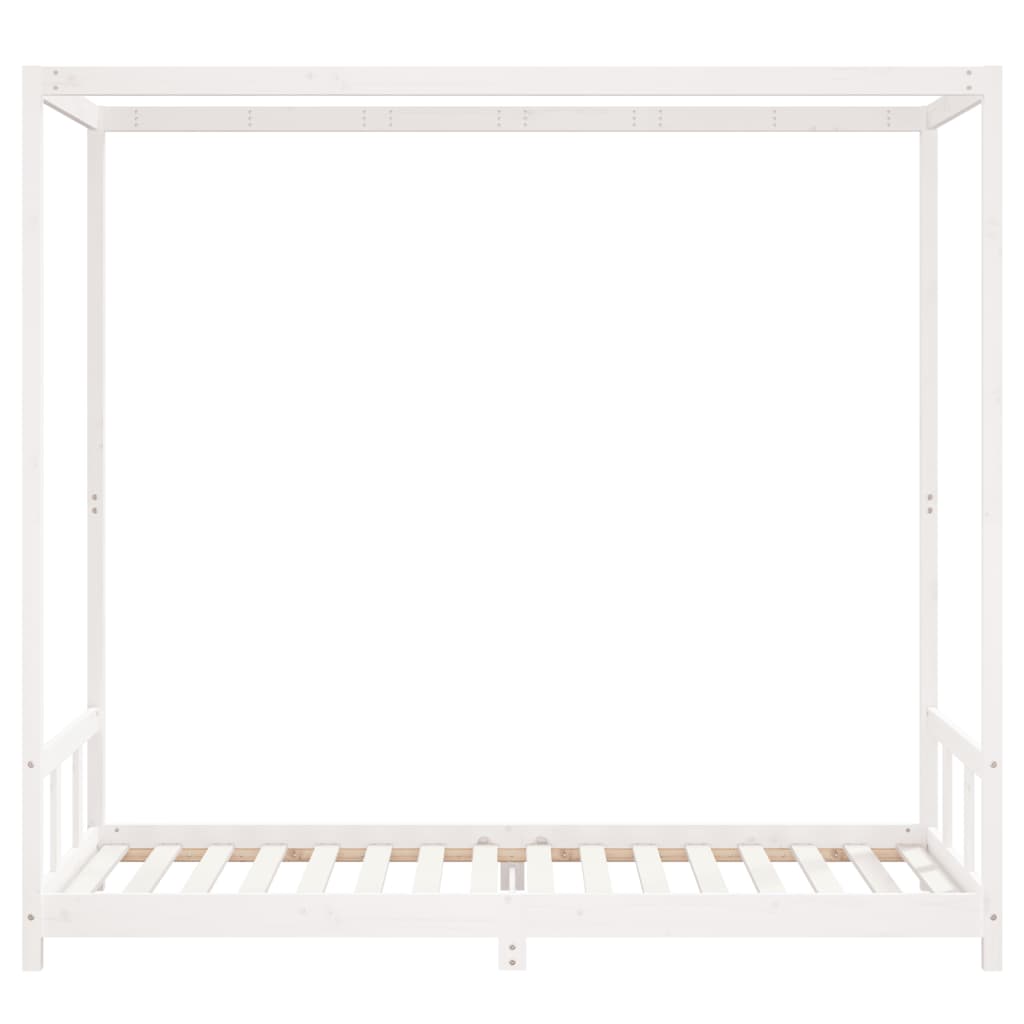 Børneseng hvid 90x200 cm massiv fyrretræ