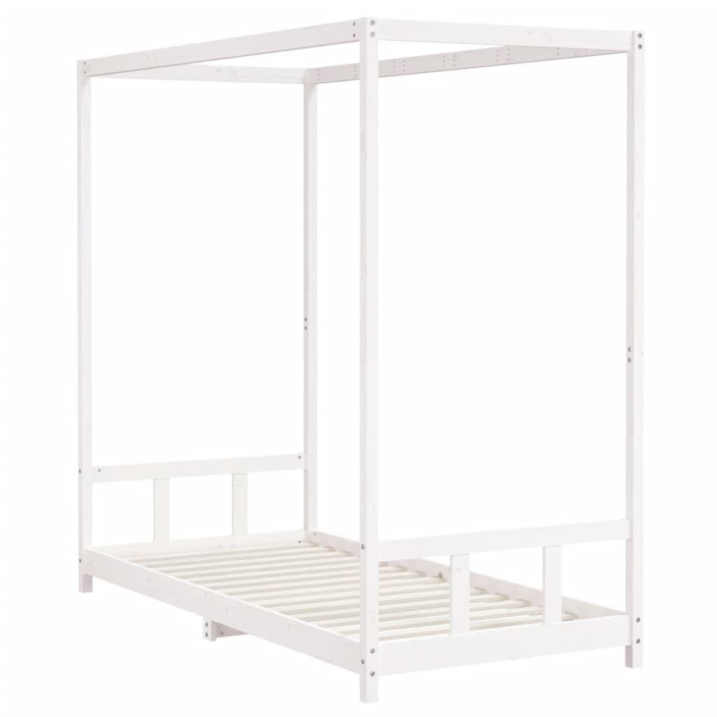 Børneseng hvid 90x200 cm massiv fyrretræ