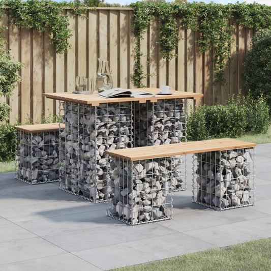 Gartentisch aus Gabionen 100x70x72 cm Massivholz Kiefer