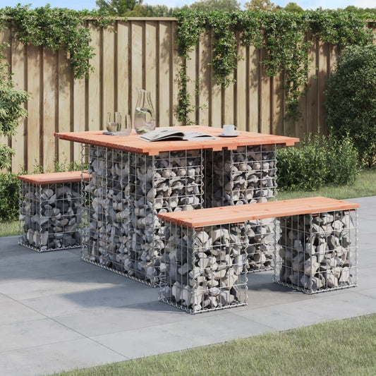 Gartentisch aus Gabionen 100x102x72 cm Massivholz Douglasie