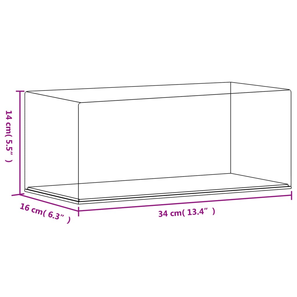 Vitrine gennemsigtig 34x16x14 cm Akryl