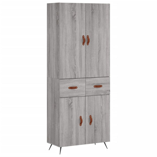 Highboard Grau Sonoma 69,5x34x180 cm Holzwerkstoff