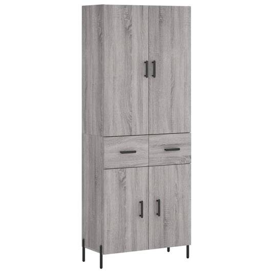 Highboard Grau Sonoma 69,5x34x180 cm Holzwerkstoff
