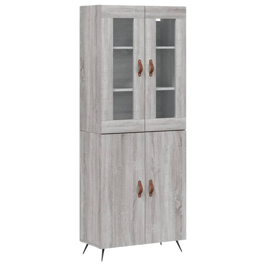 Highboard Grau Sonoma 69,5x34x180 cm Holzwerkstoff