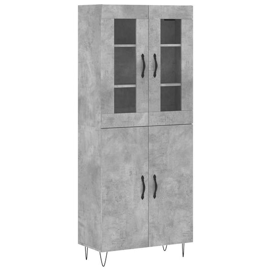 Highboard Betongrau 69,5x34x180 cm Holzwerkstoff