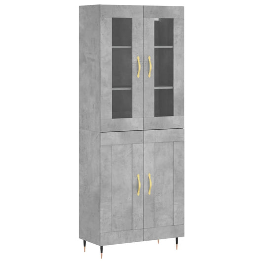 Highboard Betongrau 69,5x34x180 cm Holzwerkstoff