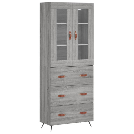 Highboard Grau Sonoma 69,5x34x180 cm Holzwerkstoff