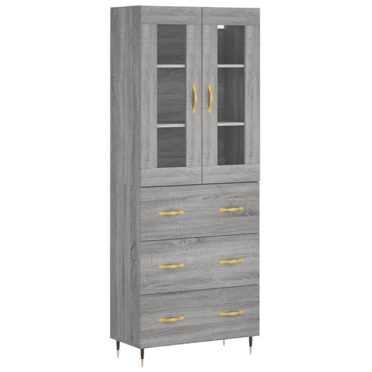 Highboard Grau Sonoma 69,5x34x180 cm Holzwerkstoff