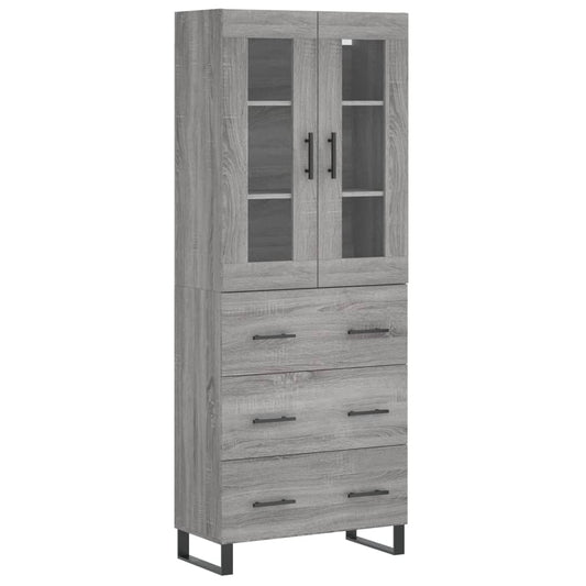 Highboard Grau Sonoma 69,5x34x180 cm Holzwerkstoff