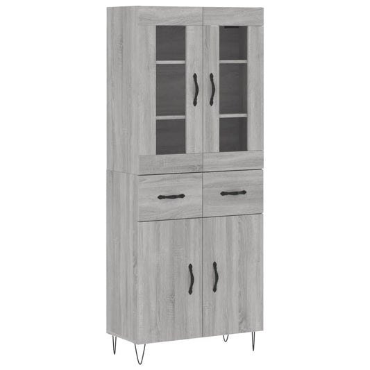 Highboard Grau Sonoma 69,5x34x180 cm Holzwerkstoff