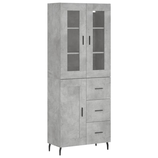 Highboard Betongrau 69,5x34x180 cm Holzwerkstoff