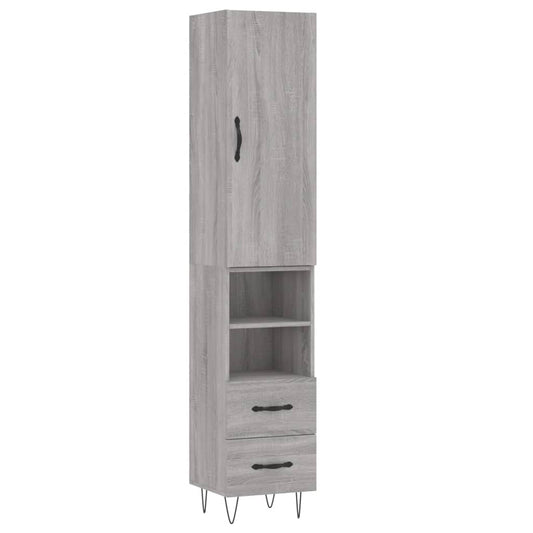 Highboard Grau Sonoma 34,5x34x180 cm Holzwerkstoff